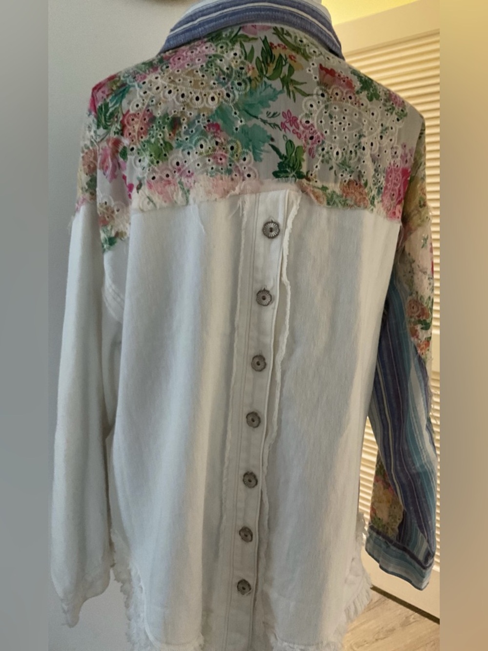 POL New Striped Floral Patchwork Shacket - Picture 2 of 3